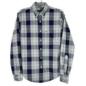 Abercrombie & Fitch A+F Men’s Medium Blue White Plaid Button Up Shirt